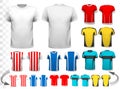 Collection of various soccer jerseys.