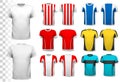 Collection of various soccer jerseys. Royalty Free Stock Photo