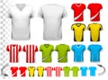 Collection of various soccer jerseys. T Royalty Free Stock Photo