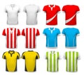 Collection of various soccer jerseys.