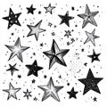 Collection of various star shapes in black and white Royalty Free Stock Photo