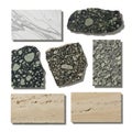 Collection of various stone and marble samples Royalty Free Stock Photo