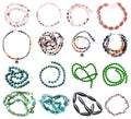 Collection of various strings of beads isolated Royalty Free Stock Photo