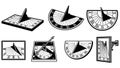 Collection of Sundial Illustrations with Roman Numerals Royalty Free Stock Photo