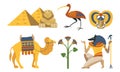 Collection of various symbols of Egypt. Vector illustration. Royalty Free Stock Photo