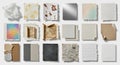 A collection of various textured and patterned paper samples is neatly arranged. The Royalty Free Stock Photo
