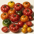 A collection of various tomato varieties displayed on a neutral background. The Royalty Free Stock Photo
