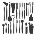 Collection of Hygiene and Beauty Tools, Silhouette Set Royalty Free Stock Photo