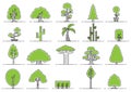 Collection of various tree icons. Vector illustration decorative background design