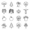 Collection of various tree illustrations Royalty Free Stock Photo