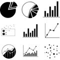 Collection of various types of charts and graphs used for data visualization and statistical analysis Royalty Free Stock Photo