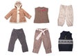 Collection of various types of children clothes