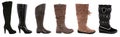 Collection of various types of female boots Royalty Free Stock Photo