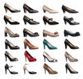 Collection of various types of female shoes Royalty Free Stock Photo