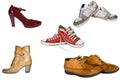 Collection of various types of footwear white background Royalty Free Stock Photo