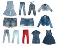 Collection of various types of jeans