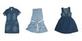 Collection of various types of jeans dresses