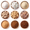 Collection of various types of sugar Royalty Free Stock Photo