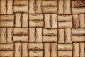 A collection of various used wine corks close-up. Plenty of sloping caps from alcoholic beverages. Close-up top view Royalty Free Stock Photo