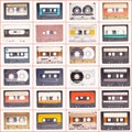 Collection of various vintage audio cassettes tapes Royalty Free Stock Photo