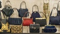 Collection of various vintage handbags, retro style