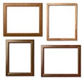 Collection of various vintage wood frame on white background Royalty Free Stock Photo