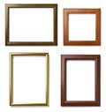 Collection of various vintage wood frame on white background Royalty Free Stock Photo