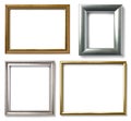 Collection of various vintage wood frame on white background Royalty Free Stock Photo