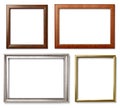 Collection of various vintage wood frame on white background Royalty Free Stock Photo