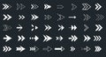 A collection of various white arrow icons on a dark background. The arrows are