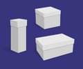 Collection of various white blank boxes on dark blue background. Royalty Free Stock Photo