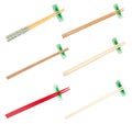 Collection from various wooden chopsticks on rest Royalty Free Stock Photo