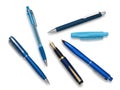 Collection of various writing instruments on a white background Royalty Free Stock Photo