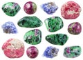 Collection of various zoisite gemstones