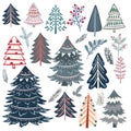 Collection of vector abstract Christmas trees for design Royalty Free Stock Photo