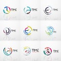 Collection of vector abstract logo ideas, time concepts or clock business icon set Royalty Free Stock Photo