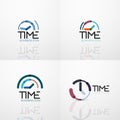 Collection of vector abstract logo ideas, time concepts or clock business icon set Royalty Free Stock Photo