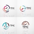 Collection of vector abstract logo ideas, time concepts or clock business icon set Royalty Free Stock Photo