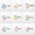 Collection of vector abstract logo ideas, time concepts or clock business icon set Royalty Free Stock Photo