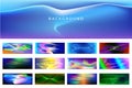 Collection of vector abstract wavy backgrounds - liquid bubble shapes on fluid gradient with unique blend of colors and light Royalty Free Stock Photo