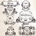 Collection of vector antique elements frames and swirls Royalty Free Stock Photo