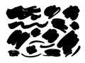 Collection of vector black brush stroke, line or texture. Silhouette of curved lines and abstract shapes.