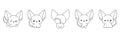 Collection of Vector Cartoon Abyssinian Cat Coloring Page. Set of Kawaii Isolated Baby Animal Outline for Stickers, Baby