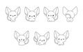 Collection of Vector Cartoon Abyssinian Cat Coloring Page. Set of Kawaii Isolated Baby Animal Outline for Stickers, Baby