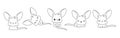 Collection of Vector Cartoon Baby Kangaroo Coloring Page. Set of Kawaii Isolated Baby Marsupial Animal Outline for