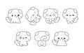 Collection of Vector Cartoon British Shorthair Kitty Coloring Page. Set of Kawaii Isolated Baby Animal Outline for