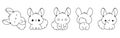 Collection of Vector Cartoon Chinchilla Coloring Page. Set of Kawaii Isolated Pet Outline for Stickers, Baby Shower