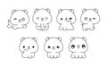 Collection of Vector Cartoon Hamster Coloring Page. Set of Kawaii Isolated Baby Animal Outline for Stickers, Baby Shower