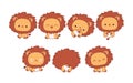 Collection of Vector Cartoon Lion Art. Set of Kawaii Isolated Animal Illustrations for Prints for Clothes, Stickers