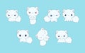 Collection of Vector Cartoon Persian Kitty Art. Set of Kawaii Isolated Cat Illustrations for Prints for Clothes